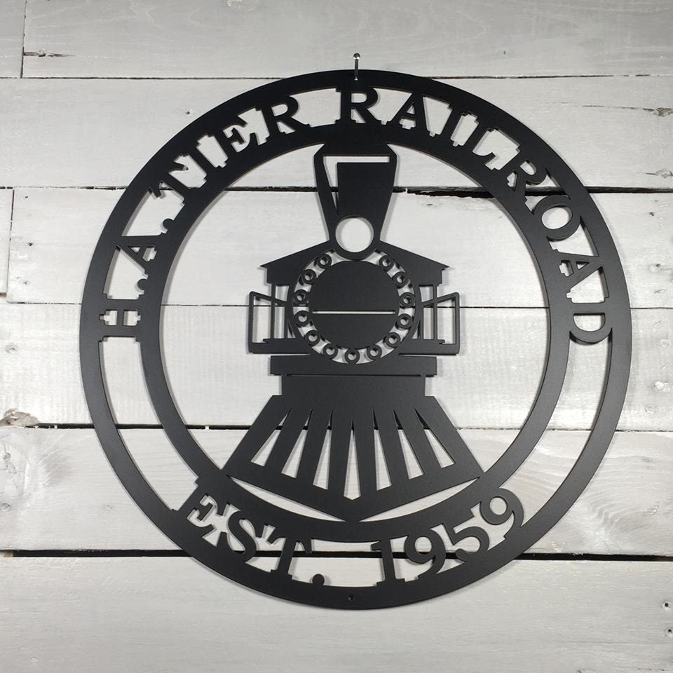Personalized Metal Train Sign - Powder Coated for Outdoor or Indoor Use, High Quality Custom Metal Sign,