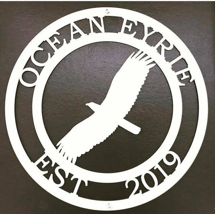 Soaring Eagle Personalized Metal Sign shown in Sky White with example of personalized text