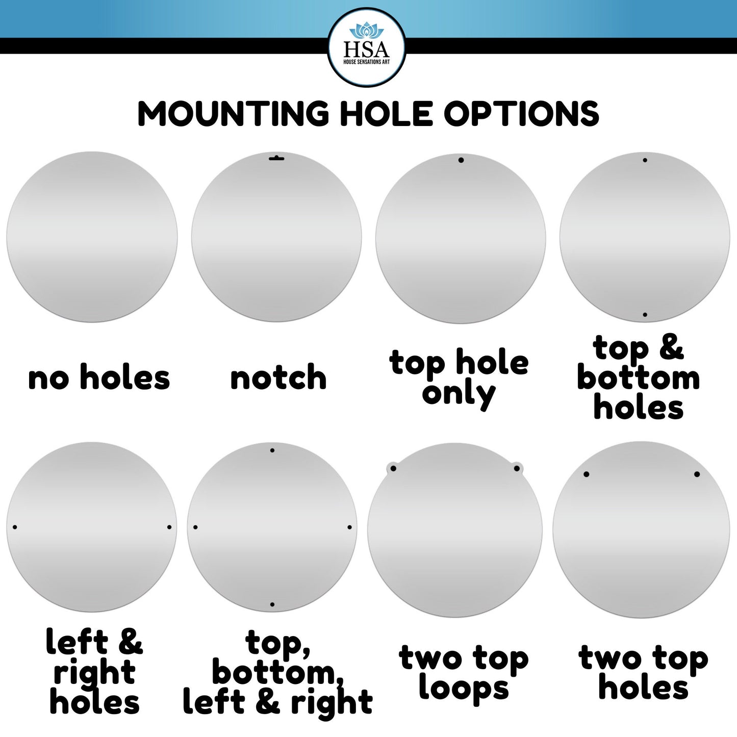 Mounting Hole Options Chart for Soaring Eagle Personalized Metal Sign