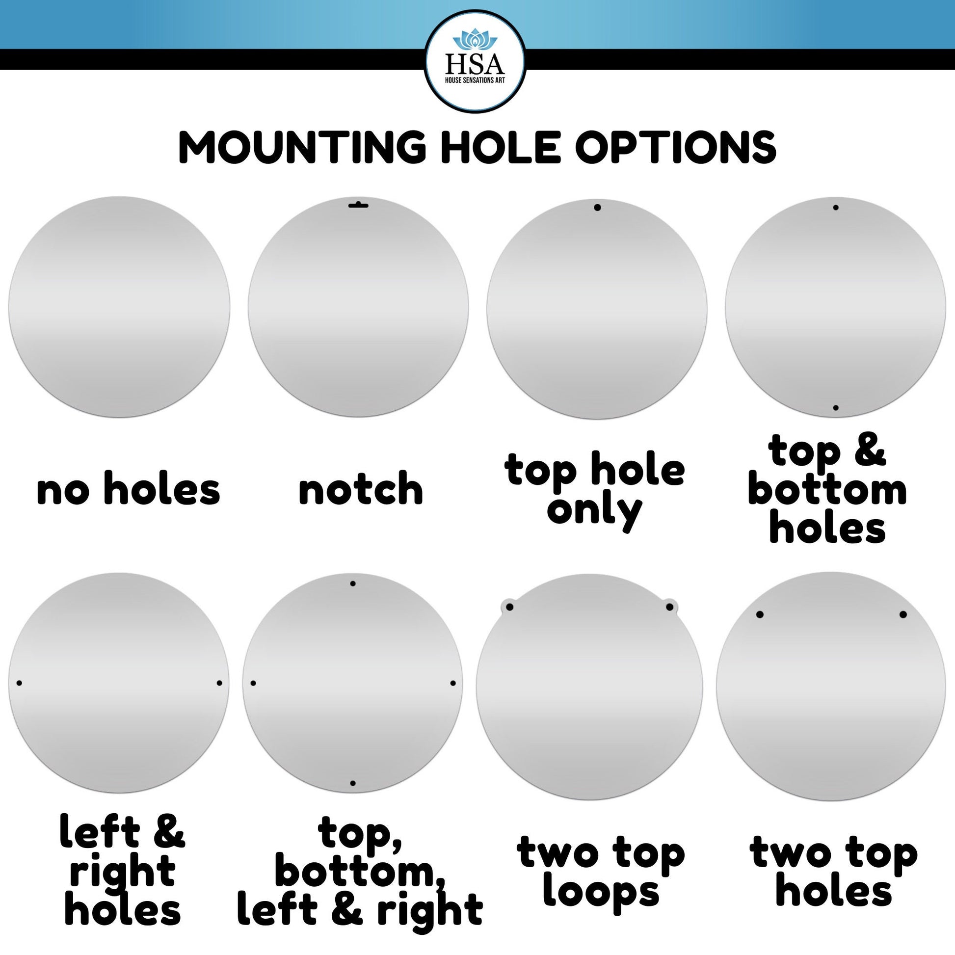 Mounting Hole Options Chart for Soaring Eagle Personalized Metal Sign