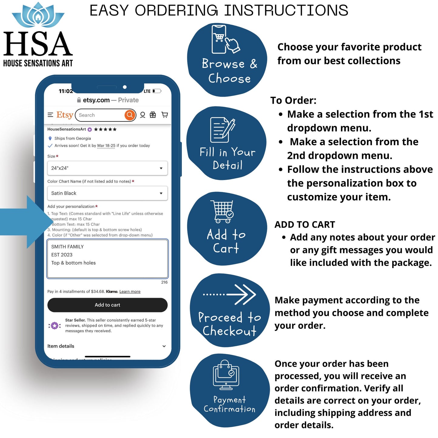Easy Ordering Instructions for Placing a Custom Order