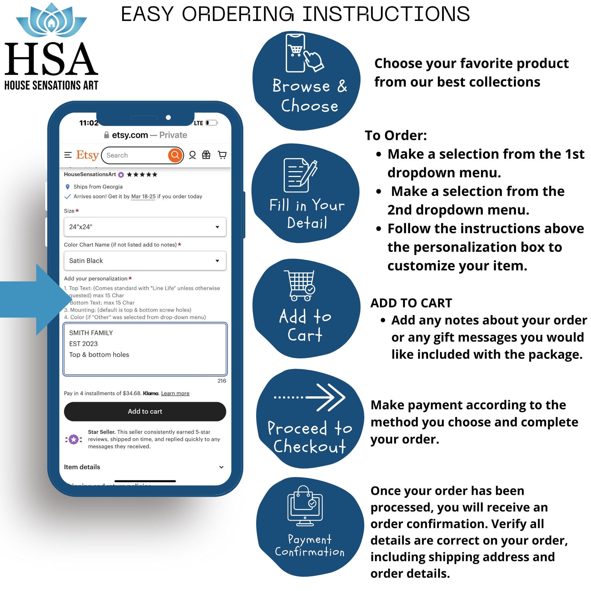 Easy Ordering Instructions for Placing a Custom Order