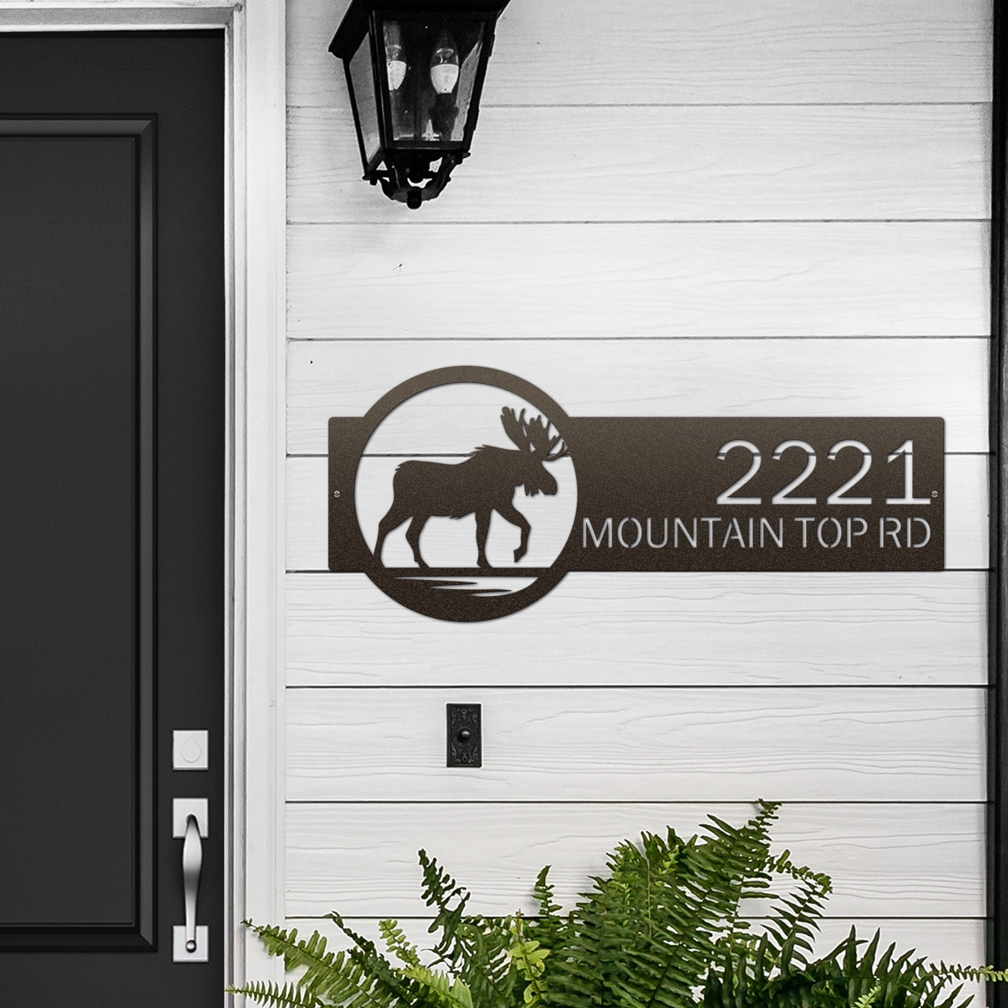 Moose Cabin Custom Address Plaque - Personalized Outdoor Street Sign w ...