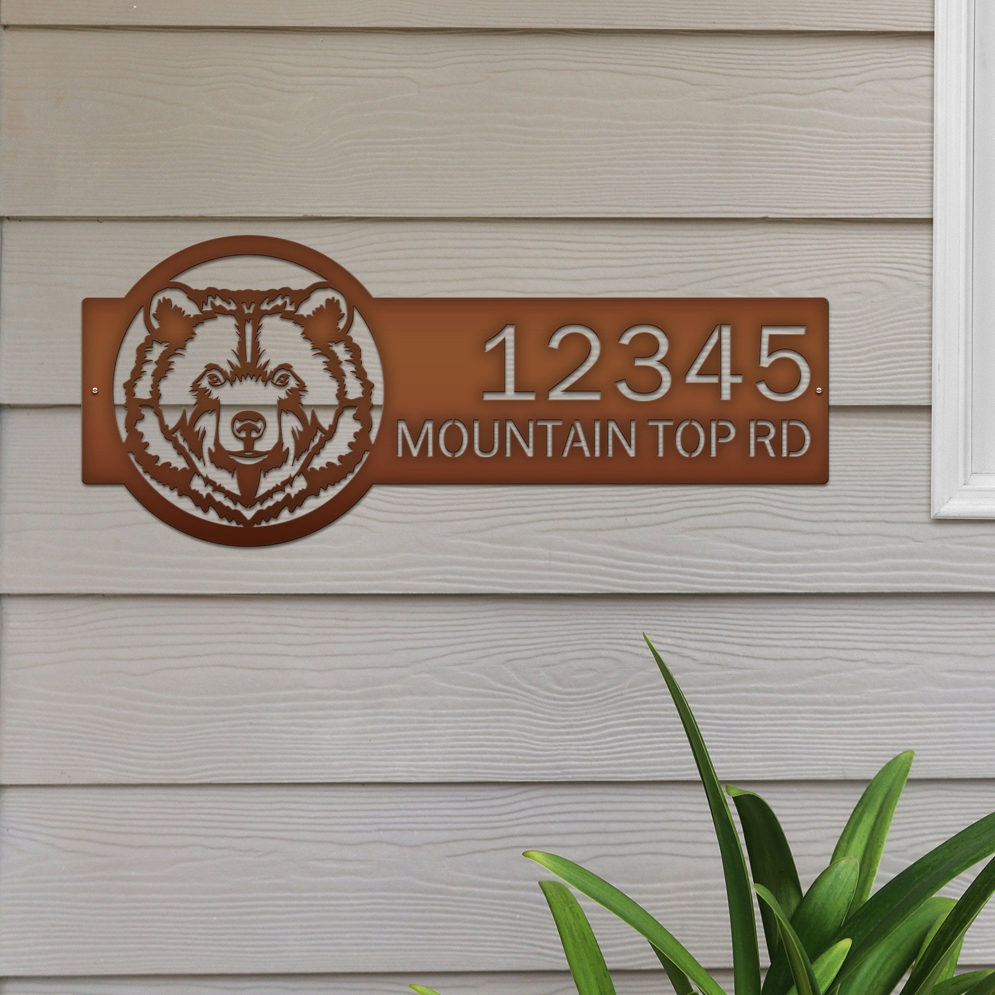 Bear Mountain Cabin Custom Address Sign - Custom Metal Address Plaque ...