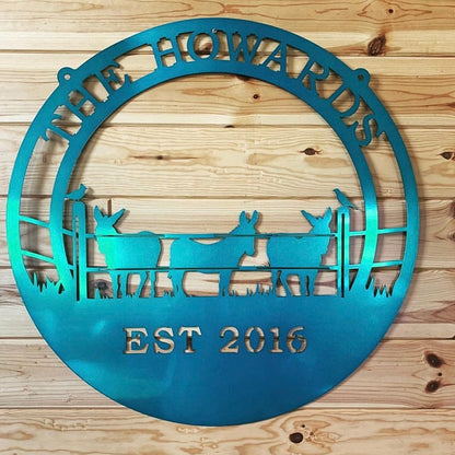 Mule Donkey Ranch Sign,  Metal Farm Sign, Personalized ranch sign, Personalized Sign, Custom Metal Sign | Mother's Day Gift